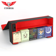 Large capacity strong magnetic PU leather 600+ card storage box game mat hard card holder card multi-function flip card box