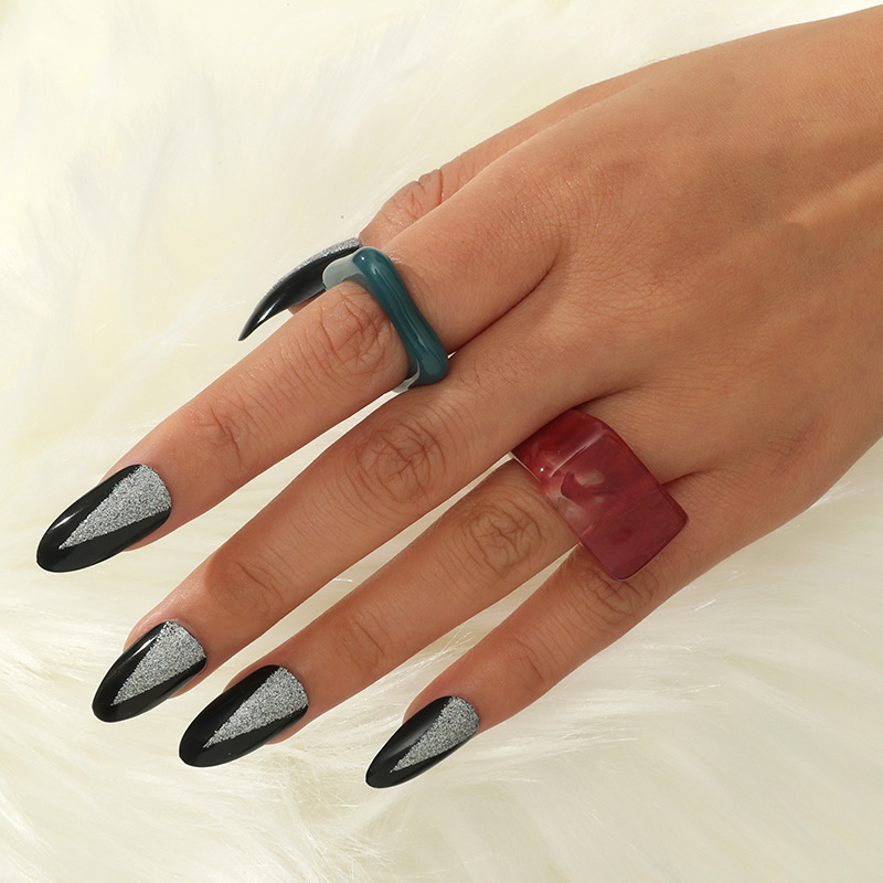 Korea Geometric 2-piece Ring display picture 1