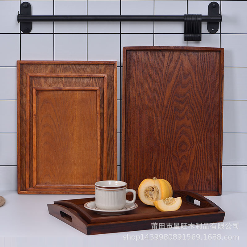 Suministro directo de fábrica restaurante placa de madera maciza placa rectangular de madera bandeja de grano de madera creativa en stock orden al por mayor