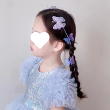 小女孩新款古风手工蝴蝶珍珠链条编发夹公主仙气头花珠珠发带头饰