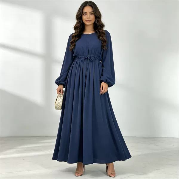 Amazon and AliExpress Bestseller: Simple Front-Zip Elegant Large-Sleeve Women's Dress 6692