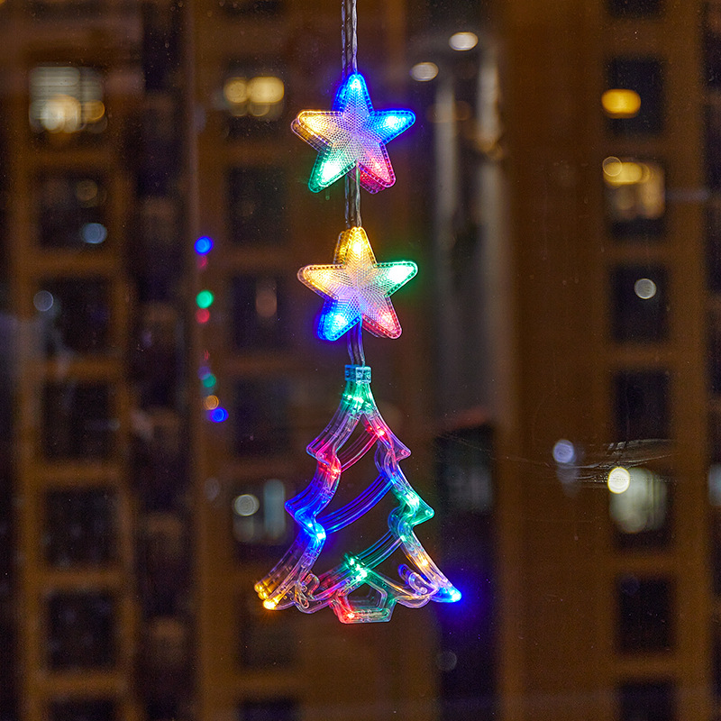 Nuevo estilo transfronterizo Navidad ambiente creativo LED ventosa decoración de la lámpara decoración del festival lámpara de estrella de cinco puntas colgante colgante image 21
