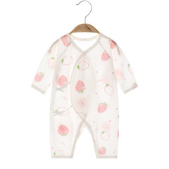Baby pure cotton one-piece summer ultra-thin boneless newborn embroidery lace top long-sleeved air conditioning suit for babies