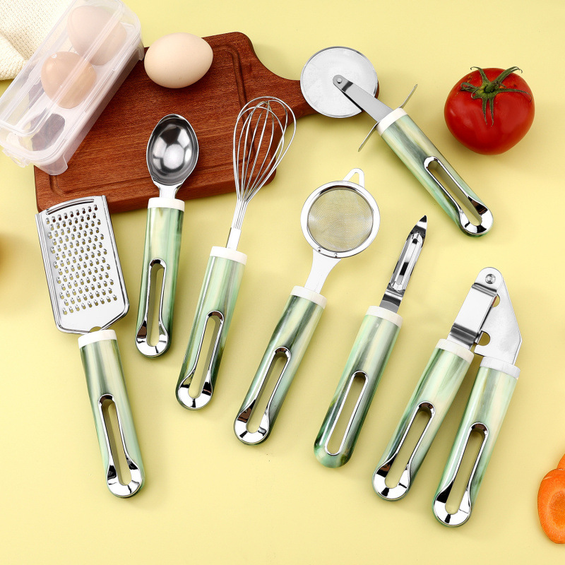 Comercio exterior venta caliente nuevos productos explosivos multifuncional de acero inoxidable doméstico aparatos de cocina 8 piezas juego de abertura de botellas