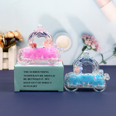 Internet-famous cartoon dumpling floating hourglass ornament, pumpkin-car themed creative oil-drop pen holder with liquid quicksand toy