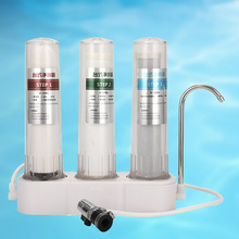 白色三桶净水器家用自来水水龙头过滤器厨房台上陶瓷净水机