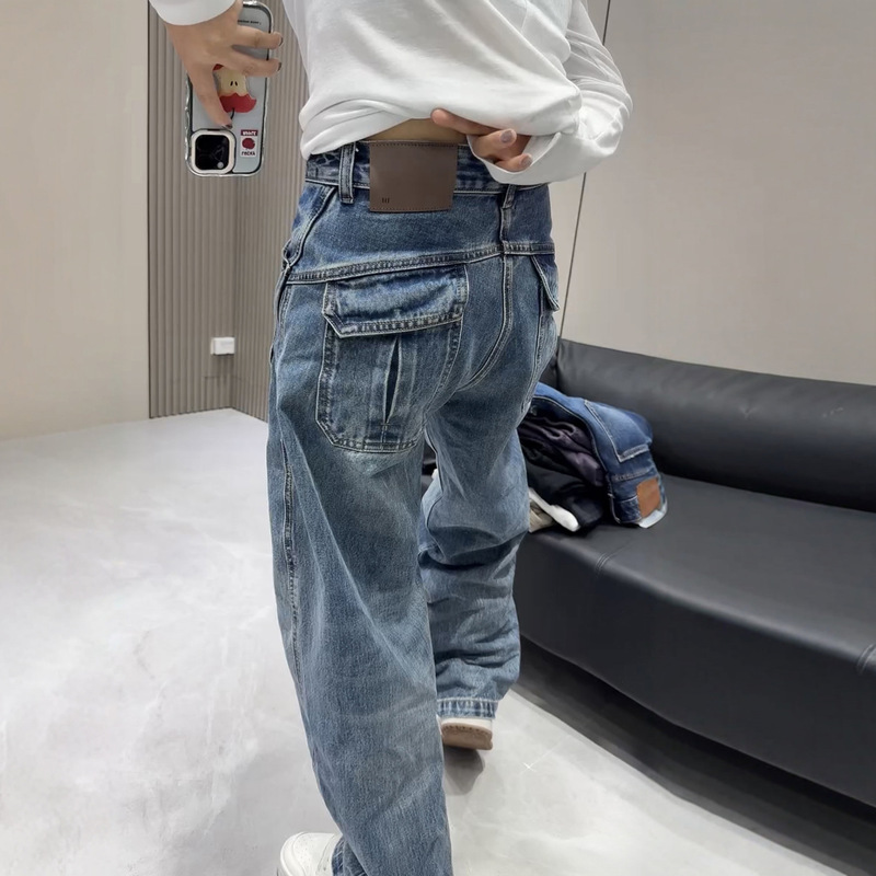 大码弯刀阔腿牛仔裤女秋冬2025新款梨型身材胖mm显瘦宽松直筒裤子|undefined