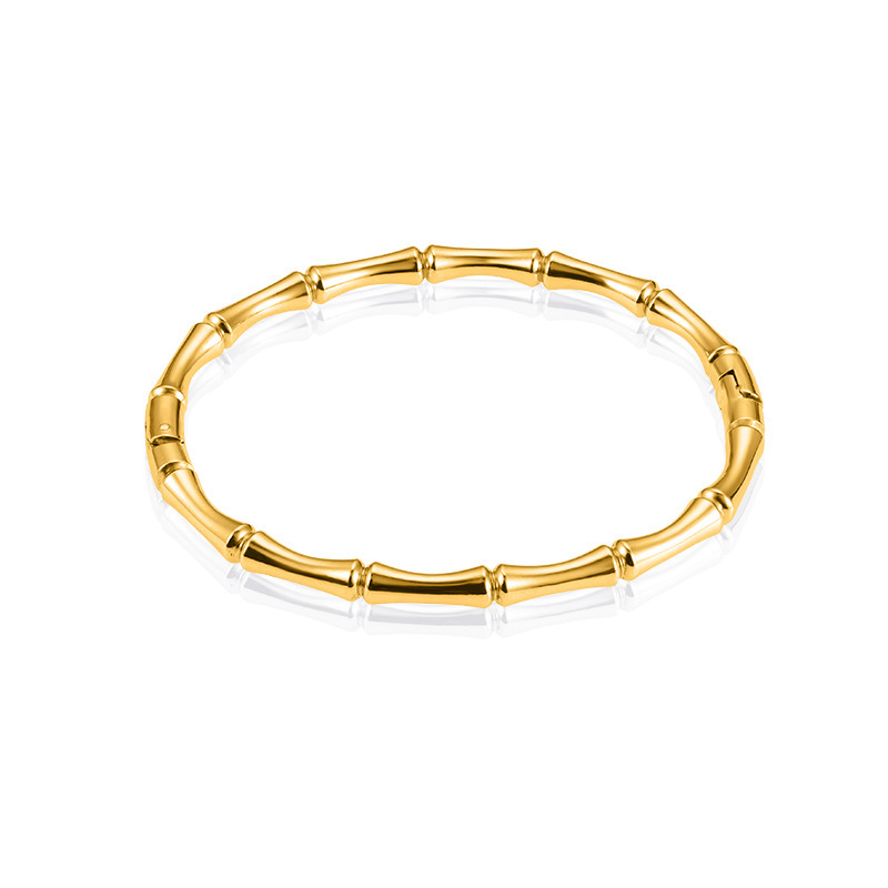 Beaded bangle armband van titaniumstaal retro bamboe design_voghion.com
