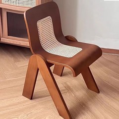 寂風デザイナー中古c椅子レトロ藤編家庭用オフィス寝室フランス式軽豪華実木背もたれ椅子