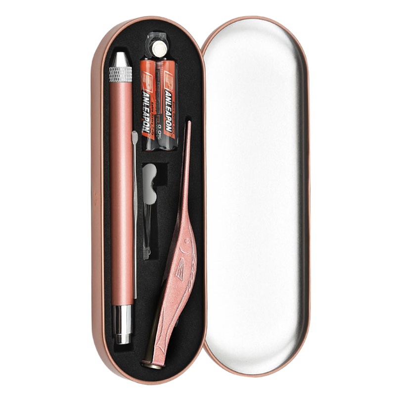 Spot luminous ear scoop set with lamp ear tweezers children ear scoop cleaning ear ear scoop ear picking tool wholesale