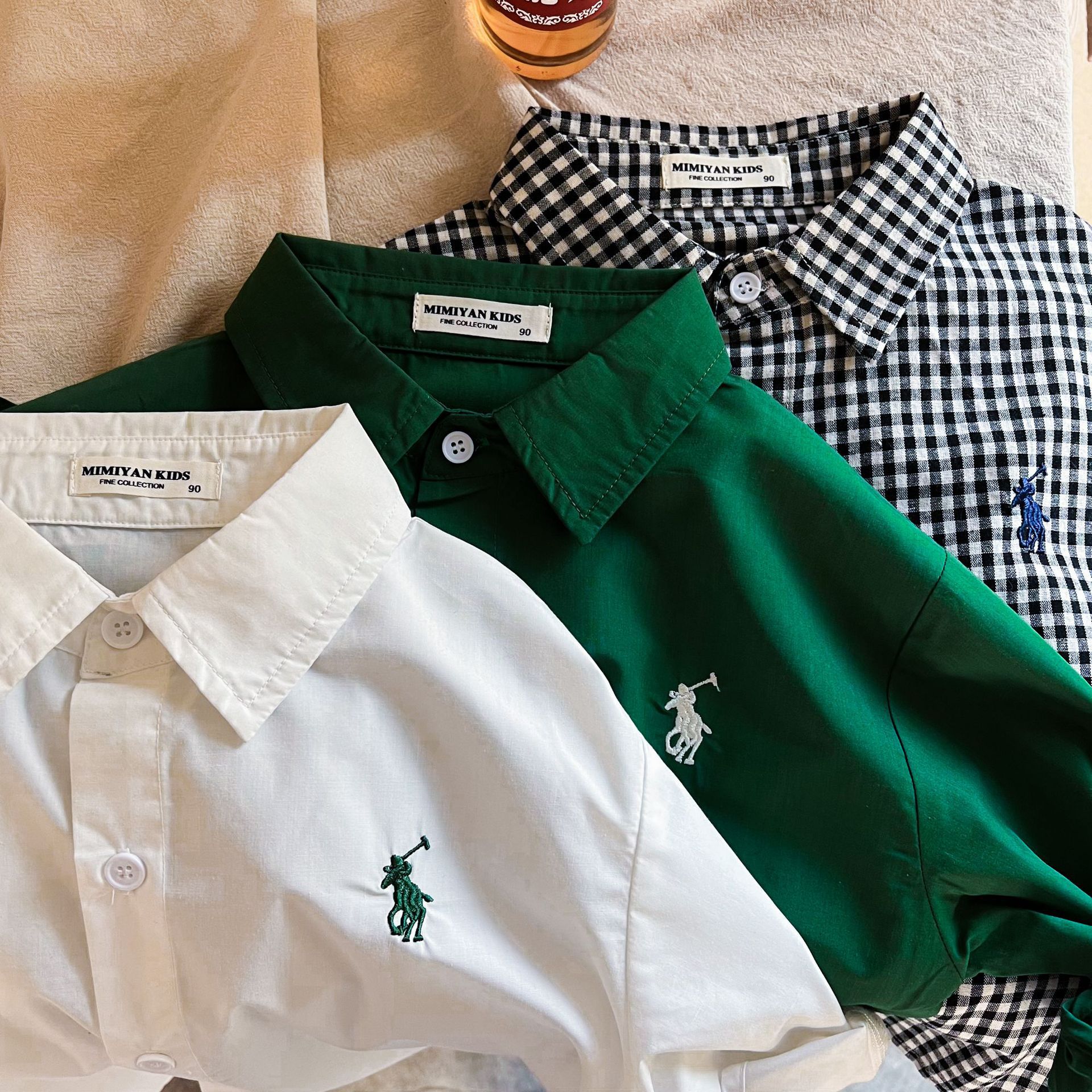 Limón salado siete otoño camisa a cuadros de algodón para niños bebé algodón coreano solapa chaqueta fina de primavera y otoño para niñas