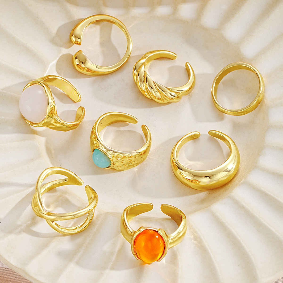 Stackable Ring Set For Women 8-piece Vintage Bohemian Style Rings_voghion.com