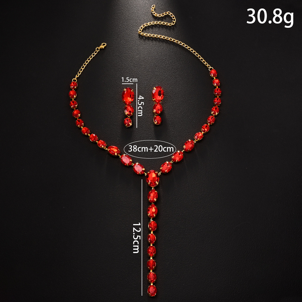 Europa y los Estados Unidos nuevos conjuntos de joyería geométrica temperamento largo collar simple pendientes accesorios Jewelry Set para mujeres