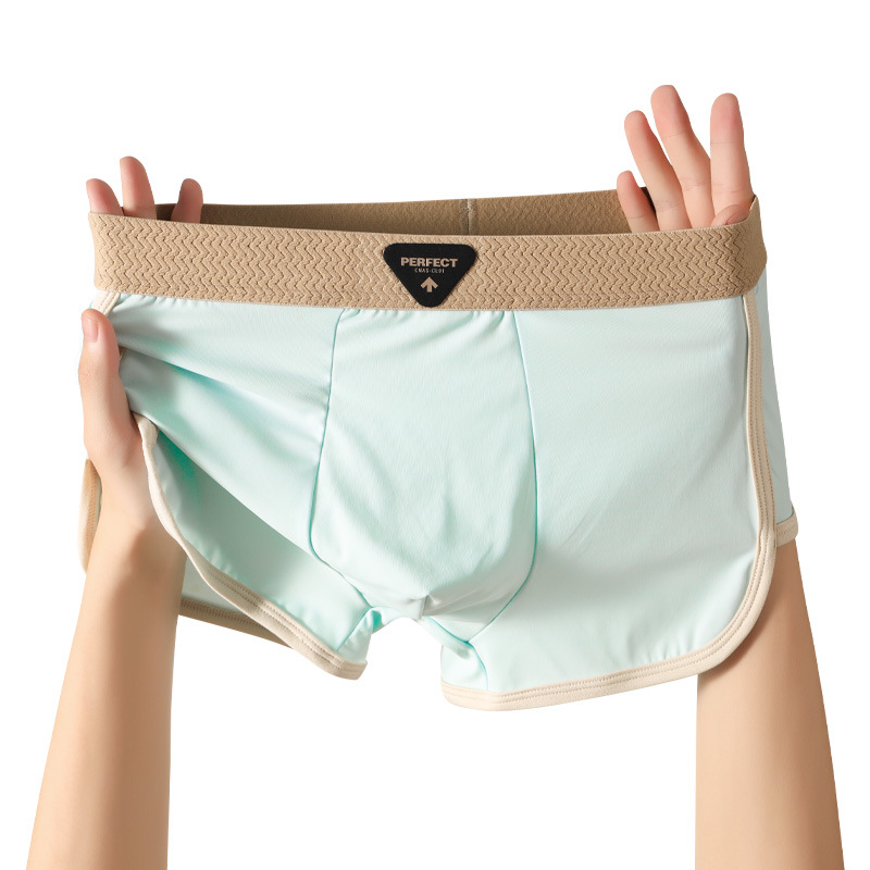 Pantalones para hombres de seda de hielo, ropa de hombre de alta calidad, pantalones de ángulo plano, pantalones cortos de cuatro ángulos para hombres, pantalones para hombres