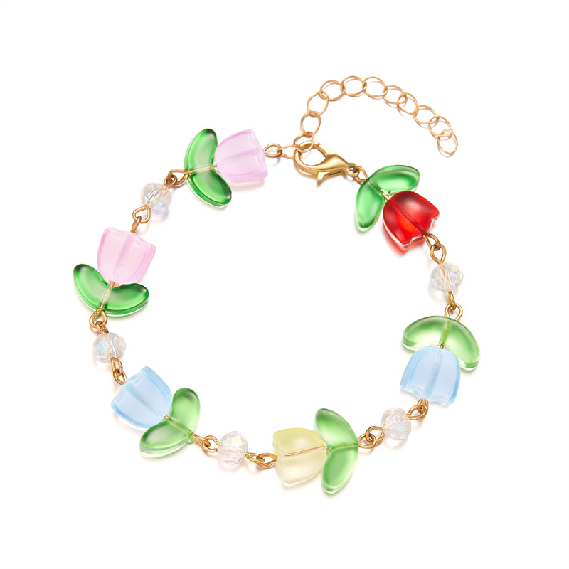 IG Style Flower Imitation Pearl Alloy Resin Women's Bracelets display picture 10
