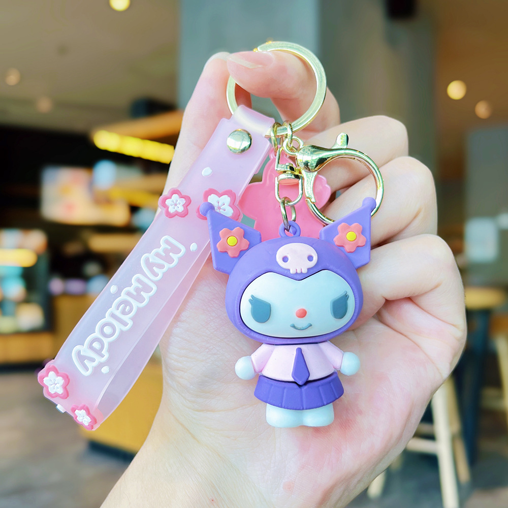 Cartoon Sanrio llavero Kulomi Yugui perro de goma suave muñeca niña corazón colgante colgante pequeño regalo al por mayor