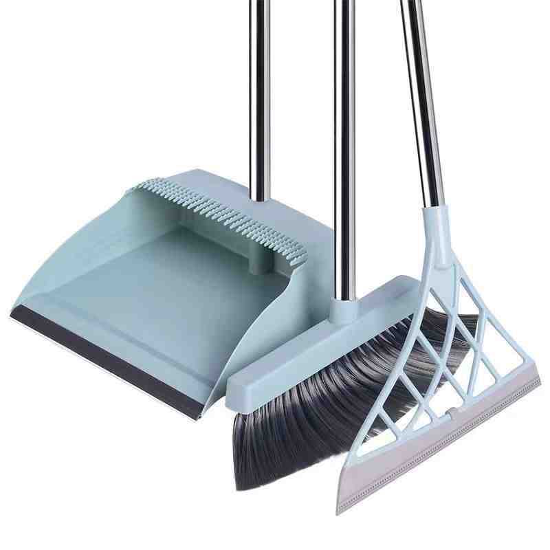 Recogedor escoba combinación traje escoba recogedor basura pala escoba hogar multifuncional plegable suave lana de acero inoxidable