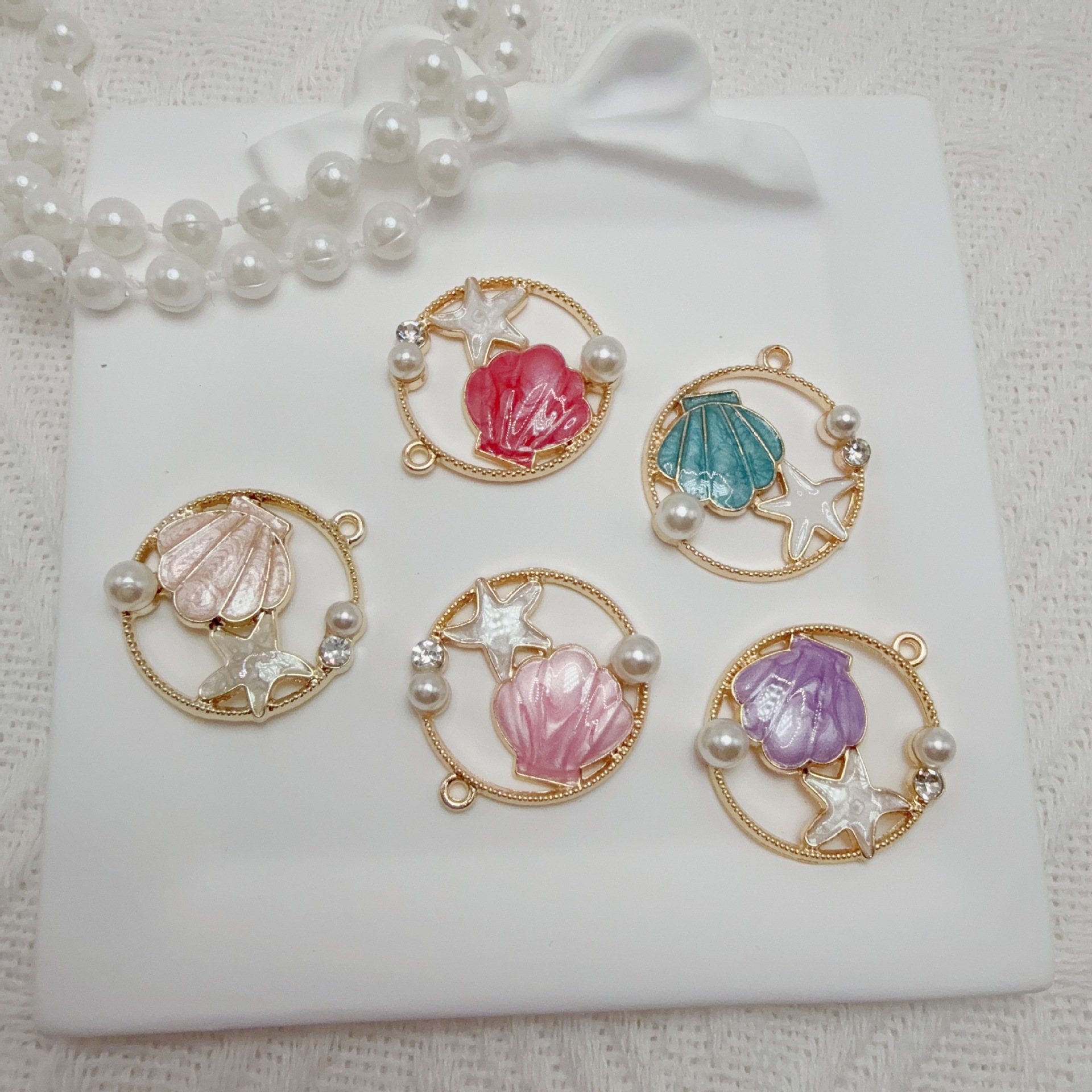 蓝海洋美人鱼贝壳海星合金滴油饰品配件DIY吊坠挂件项链美甲手链服饰配件、饰品实拍产品高清图