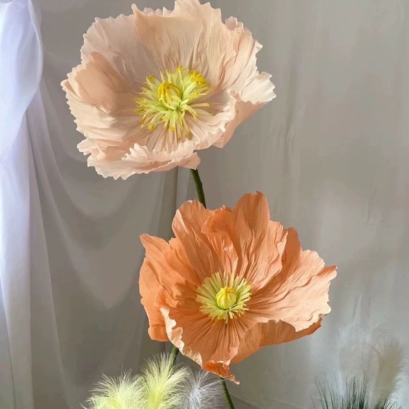 巨型纸艺花虞美人婚庆纸花户外婚礼假花布置花艺手工落地仿真花|undefined