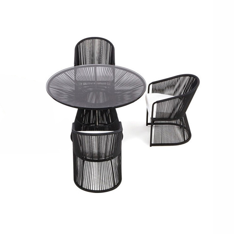 Mesa y silla al aire libre patio al aire libre impermeable protección solar ratán muebles combinación balcón ocio ratán Silla de tres piezas conjunto