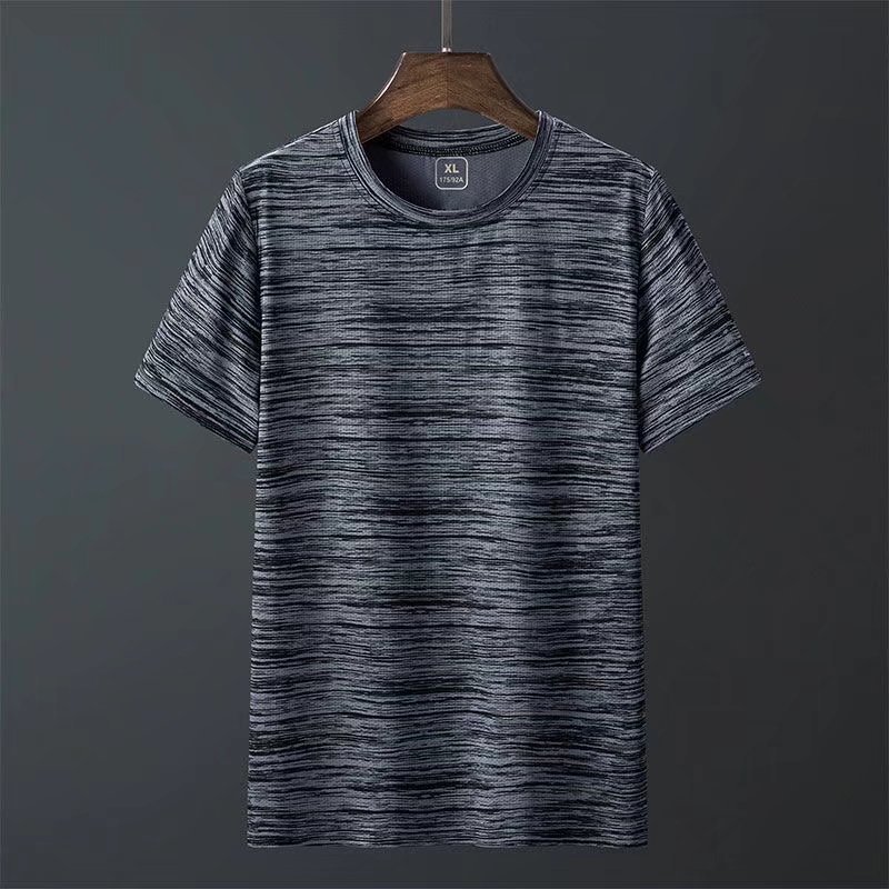 Source Manufacturer Summer Short-Sleeved T-Shirt Men's Sports Quick-Drying Round Neck Loose Breathable Elastic Large Size Summer Thin Top