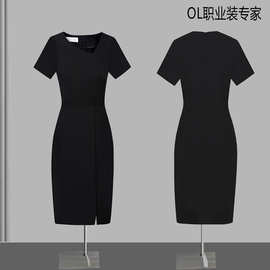 客服职业装连衣裙设计感收腰女神范酒店前台接待工作服夏中袖批发