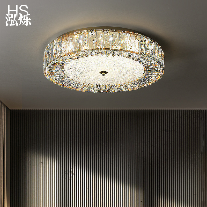 Light Luxury Crystal Bedroom Lamp, Modern and Simple, Elegant Master Bedroom Room Lighting, Guangdong Zhongshan 2026 New Model, Round Shape