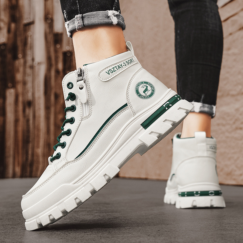 2025年秋季新款男士高帮板鞋时尚潮流休闲男鞋厚底英伦风百搭鞋子