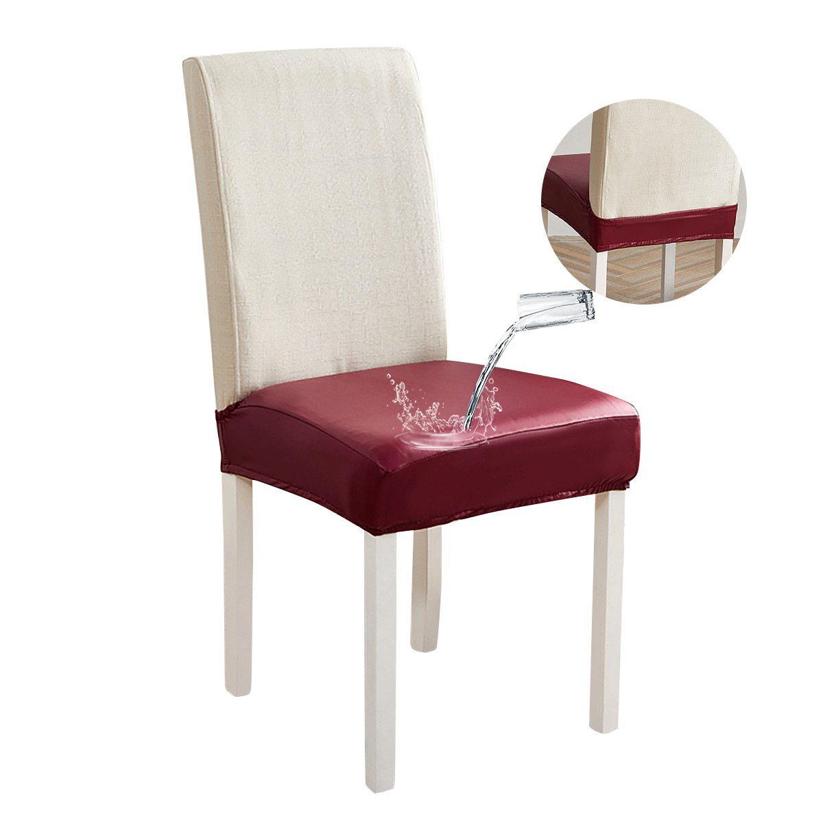 Transfronterizo PU cuero impermeable doble elástico cubierta de silla elástica de color sólido cubierta de taburetes de hotel cubierta de silla cubierta de Amazon TEMU