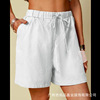 Summer solid shorts for leisure, Amazon, European style, cotton and linen, elastic waist