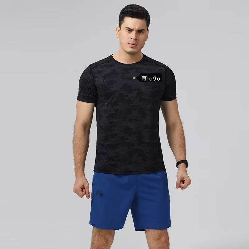 Фирменная конькобежная футболка для мужчин фитнес-бег свободный круглый воротник летняя тренировочная одежда повседневная спортивная одежда с короткими рукавами