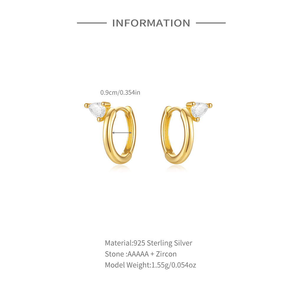 4g Weight 925 Sterling Silver Ear Needle Material Rhinestones Inlay Material Earrings Classification 1 Pair Quantity Holiday, Daily Occasion 925 Sterling Silver Material Solid Color Pattern Women's Gender Inlay Design Simple Style Style 1 Pair 925 Sterling Silver Rhinestones Solid Color Earrings 2