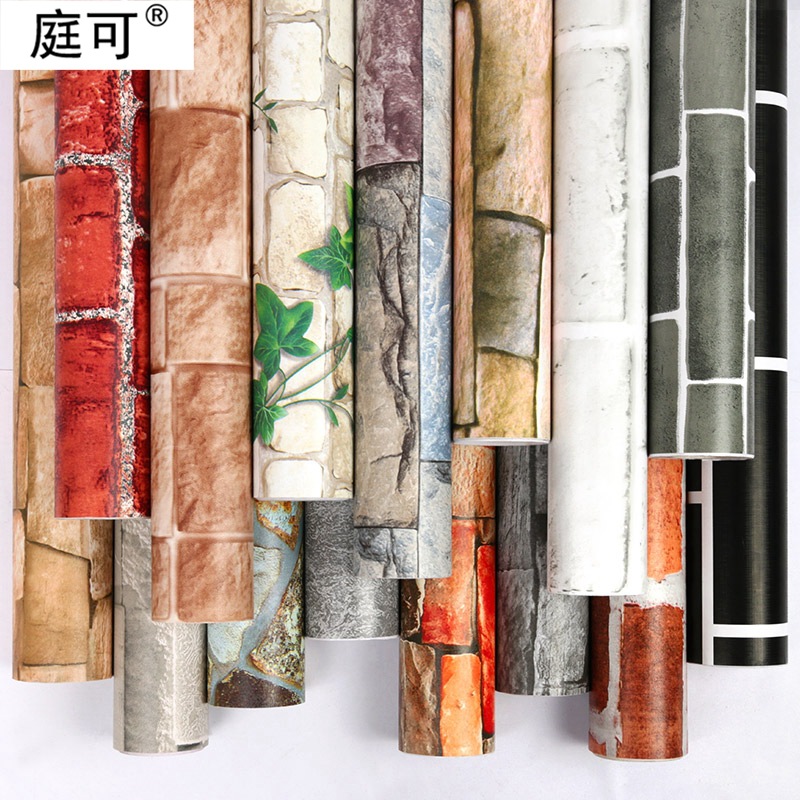工厂直销自贴复古砖纹贴画纸饭店小吃店翻新装修壁纸自粘墙纸贴纸