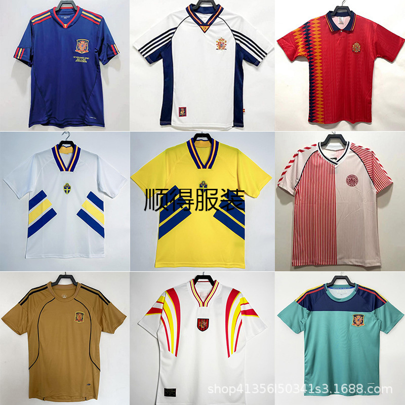 Retro Unpopular Jersey National Team Spain Sweden Denmark Football Uniform Home and Away Short-Sleeved Wholesale Custom Zt-Shirt