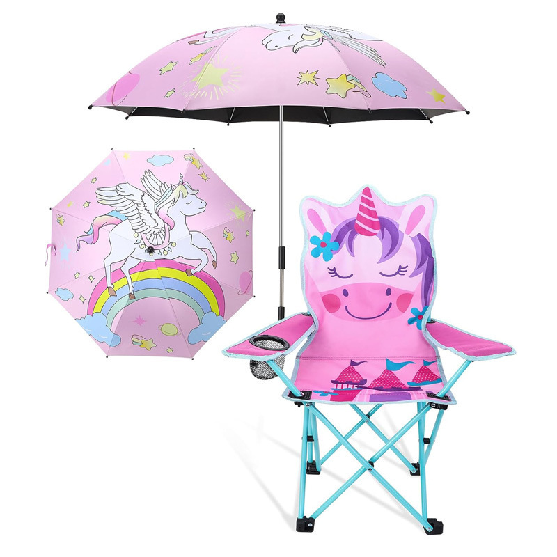 Yg-K053 Cross-Border Exclusive Outdoor Children's Beach Chair, Armchair, Folding Chair, Unicorn Pattern, with Umbrella Yg-K053 Cross-Border Exclusive Outdoor Children's Beach Chair, Armchair, Folding Chair, Unicorn Pattern, with Umbrella