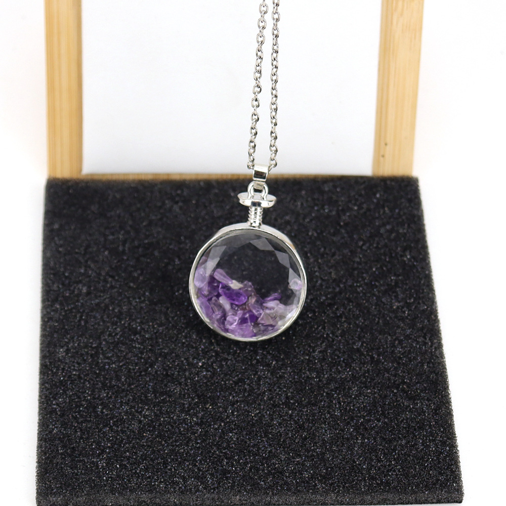 36g Weight Pendant Necklace Classification 1 Piece Quantity Holiday, Daily Occasion natural stone Material Round Pattern Women'S Gender Plating Design Ethnic Style Style Ethnic Style Round Natural Stone Pendant Necklace In Bulk 2