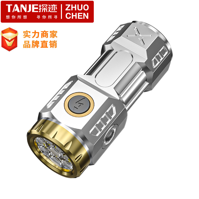 New white laser light super bright home rechargeable outdoor portable long-shot flashlight eight-eye small monster flashlight