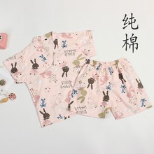 儿童汗蒸服女100%纯棉大童小童桑拿服男童女童浴服小孩卡通家竟沉