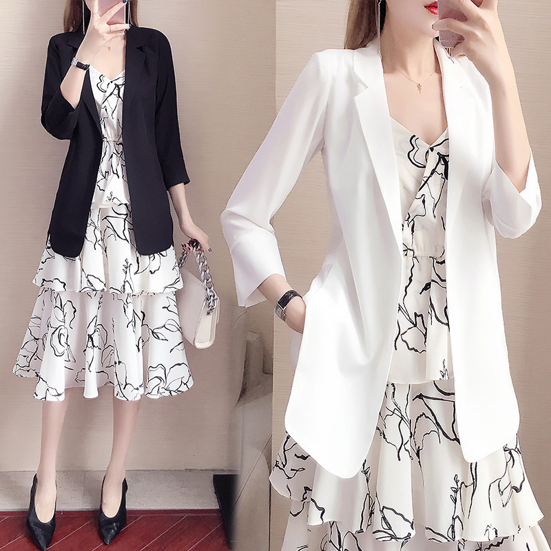 Shiffon summer thin white elegant classic suit jacket for leisure