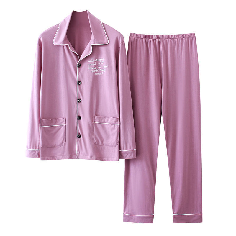 Pijamas personalizados de los hombres de primavera y otoño de algodón de manga larga ropa para el hogar de algodón delgado puede salir traje de primavera y verano