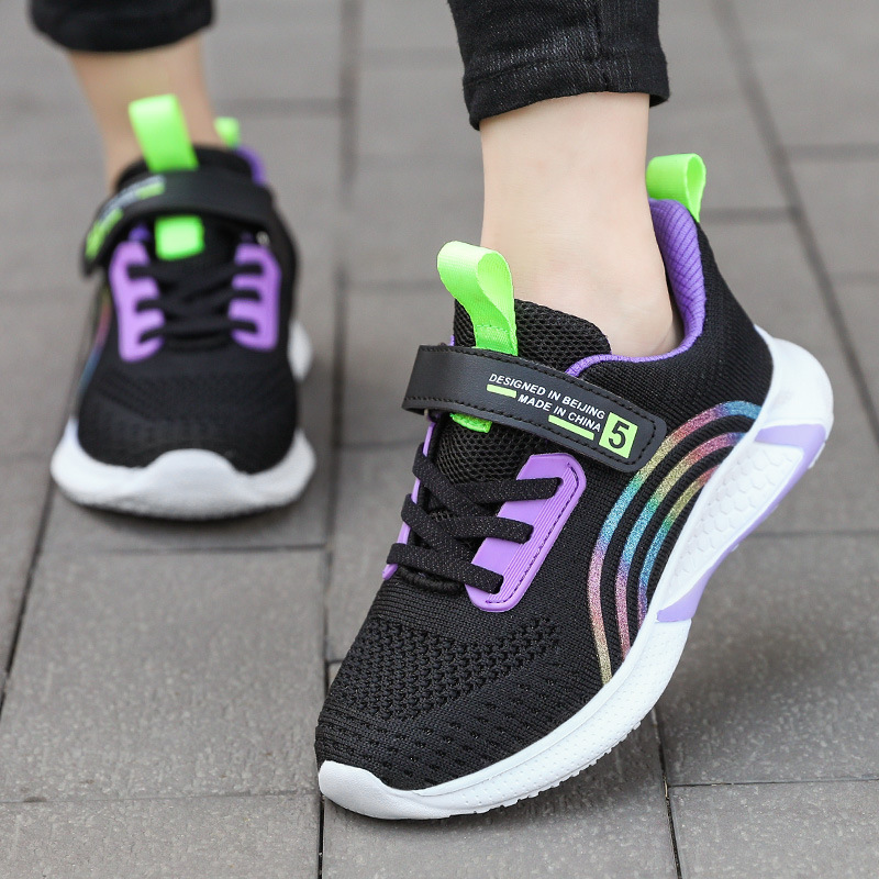 Tela de malla para correr para niños 2069 Zapatos deportivos para niños Zapatos bajos Zapatillas para caminar casuales Transporte aéreo Luz de vuelo transpirable