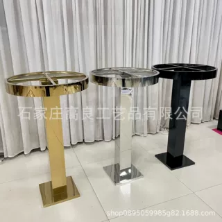 工厂直销定制款婚庆不锈钢金色 银色铁艺烤漆花架可带线帘 珠帘
