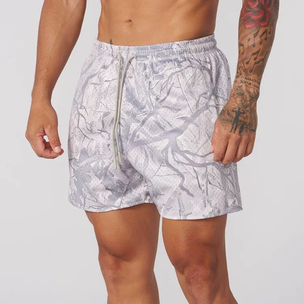 Cross-Border New Style Youngla American-Style Leaf-Patterned Shorts for Men, Casual Camouflage Summer Retro Loose Sports Beach Shorts