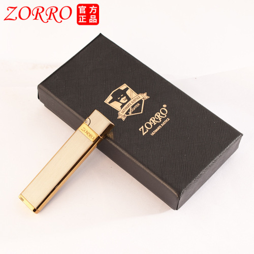 Zorro kerosene lighter slim and light brushed light version logo vintage grinding wheel men's gift lighter wholesale