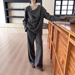 GRACETINAHOO冬软糯羊毛荡领简约松弛随性卫衣阔腿裤套装TZB785