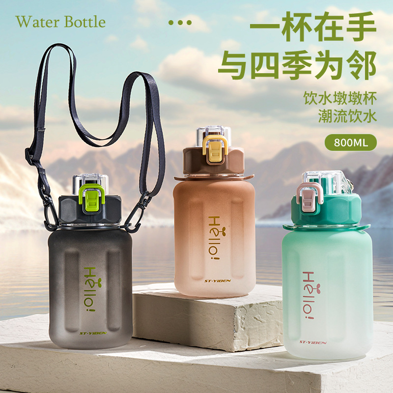 便攜女生運動大容量吸管壺學生便攜隨手太空大肚杯塑料隨行塑料杯