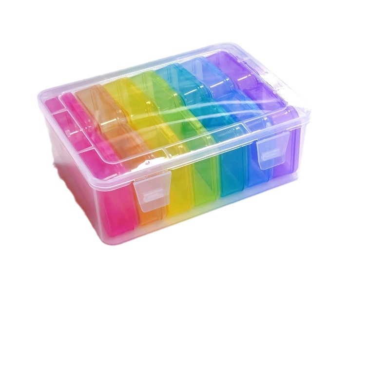 Caja de almacenamiento de cuentas pequeñas de plástico mini transparente con tapa de bisagra y caja de joyería cuadrada de uñas transparente rectangular