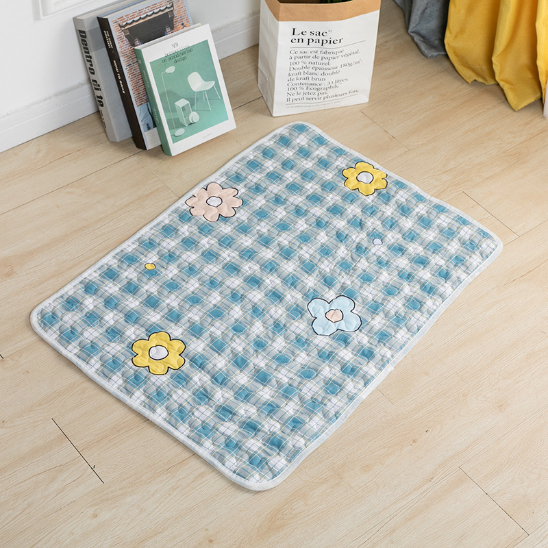 애완동물 수면 매트 블루 플라워