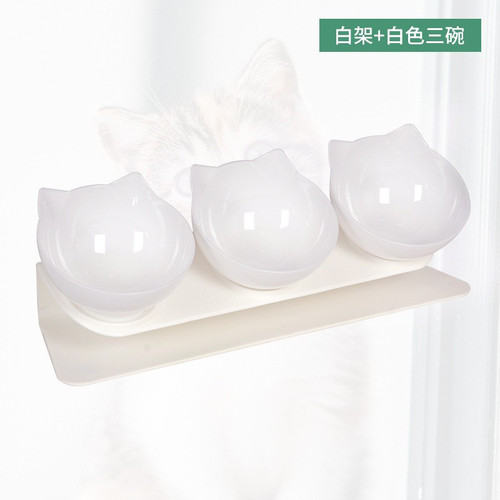 Cross-border cat bowl multi-cat home feeding device neck guard inclined anti-tipping drinking black bowl large mouth three bowls cat bowl 