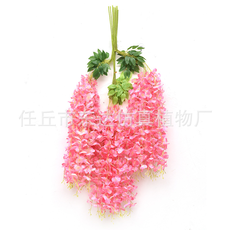 Enredadera artificial de glicinia, enredadera de flores falsas para decoración de techos, enredadera de decoración para bodas en interiores, enredadera de flores de plástico, planta trepadora.